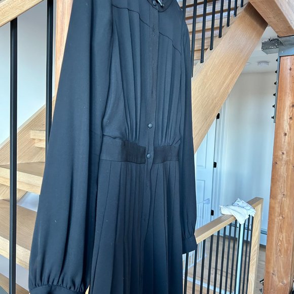 Theory Black Mini Pleated Dress - Picture 3 of 6